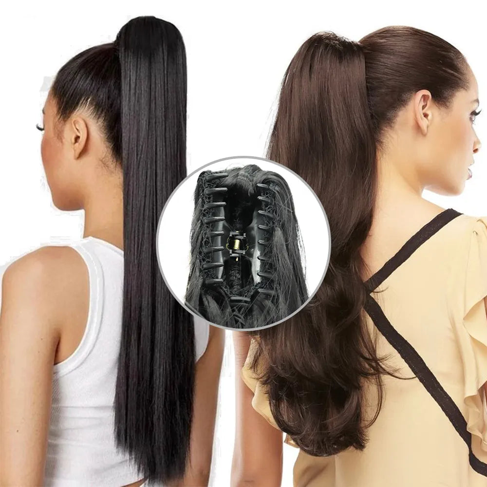 Long Straight Claw Clip On Ponytail Hair Extensions